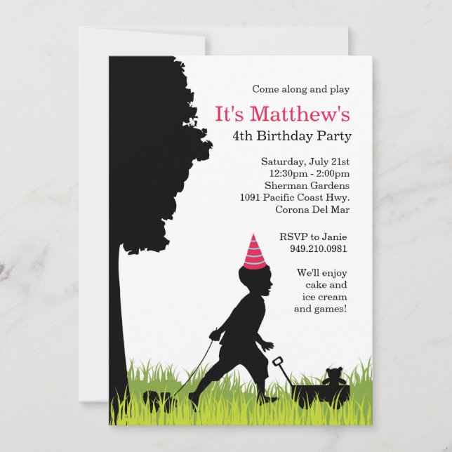 Kids Silhouette Birthday Party Invitation (Front)