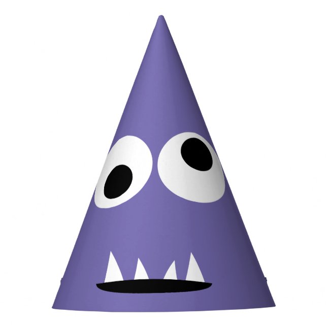 Kids Silly Monster Face Monsters Party Purple Cute Party Hat (Front)