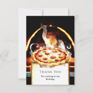 Kids' Simple Pizza Birthday Thank You Card