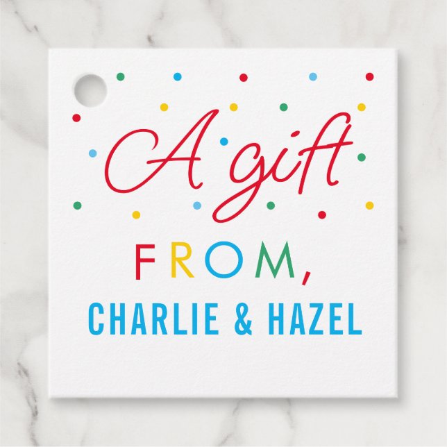 Kids Simple Rainbow Personalised Gift Tags (Front)