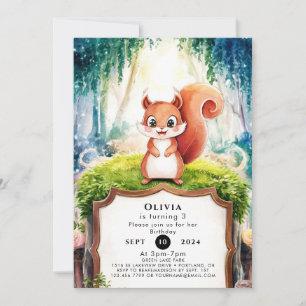 Kids Simple Squirrel Birthday Invitation