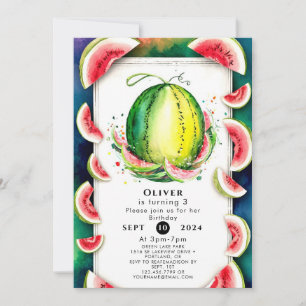 Kids Simple Watermelon Birthday Invitation