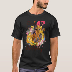Kids Six Year Old 6th Birthday Girl Who Loves Hors T-Shirt
