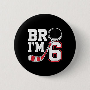 Kids Six Years Old Tee 6th Birthday Hockey Player  6 Cm Round Badge