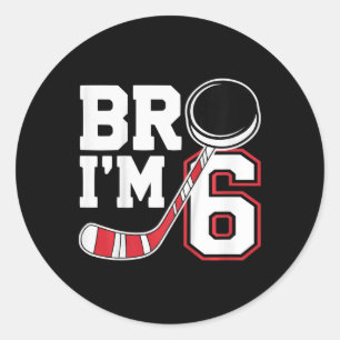 Kids Six Years Old Tee 6th Birthday Hockey Player  Classic Round Sticker
