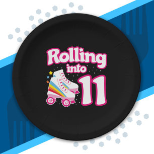 Kids Skate Party - 11th Birthday - Roller Skating Paper Plate