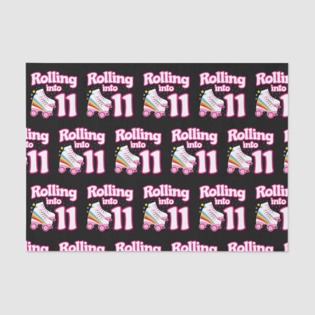 Kids Skate Party - 11th Birthday - Roller Skating Tissue Paper (Front)