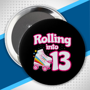 Kids Skate Party - 13th Birthday - Roller Skating 10 Cm Round Badge