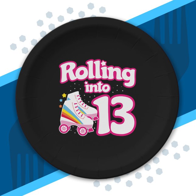 Kids Skate Party - 13th Birthday - Roller Skating Paper Plate (Creator Uploaded)