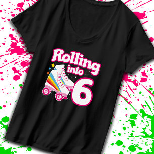 Kids Skate Party - 6th Birthday - Roller Skating T-Shirt
