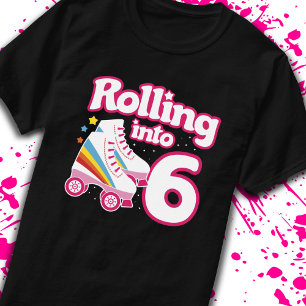 Kids Skate Party - 6th Birthday - Roller Skating T-Shirt