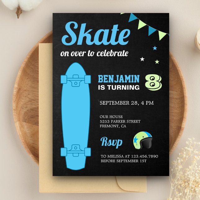 Kids Skateboard Birthday Party Invitation (Creator Uploaded)