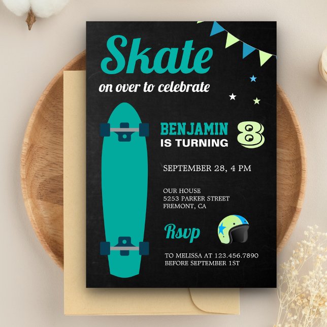 Kids Skateboard Birthday Party Invitation (Creator Uploaded)
