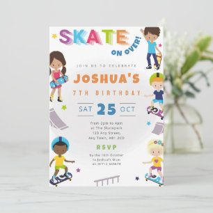 Kid's Skateboard Birthday Party Invite Skate Park