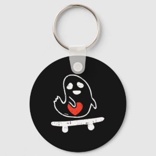 Kids Skateboard Ghost Heart Valentines Day Skatebo Key Ring