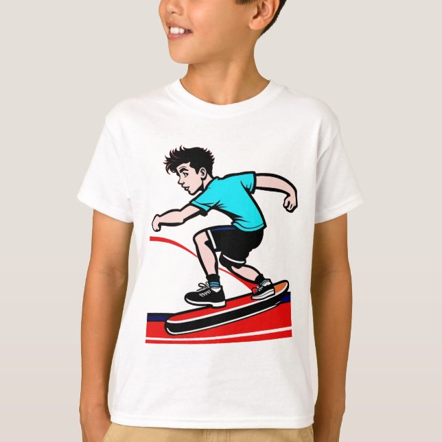 Kid's Skateboarding T-Shirt (Front)
