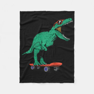 Kids Skater Skateboarding T-rex Dinosaur Ck To Sch Fleece Blanket