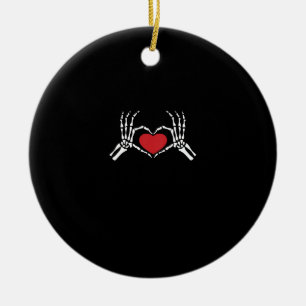 Kids Skeleton Hand Heart Valentines Day Cool Class Ceramic Tree Decoration