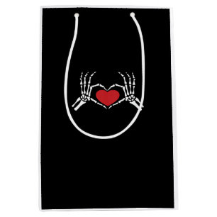 Kids Skeleton Hand Heart Valentines Day Cool Class Medium Gift Bag