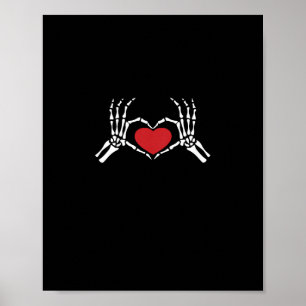 Kids Skeleton Hand Heart Valentines Day Cool Class Poster