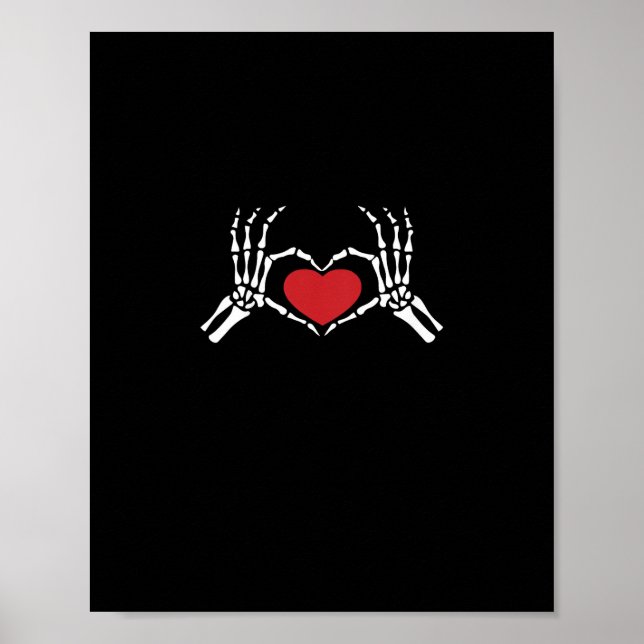 Kids Skeleton Hand Heart Valentines Day Cool Class Poster (Front)