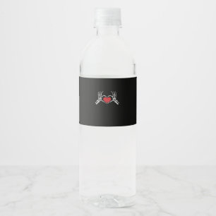 Kids Skeleton Hand Heart Valentines Day Cool Class Water Bottle Label