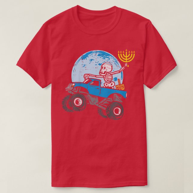 Kids Skeleton Monster Truck Menorah Toddler Boys H T-Shirt (Design Front)