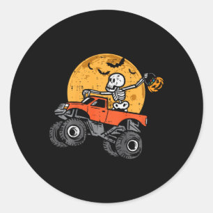 Kids Skeleton Monster Truck Moon Candy Toddler Boy Classic Round Sticker