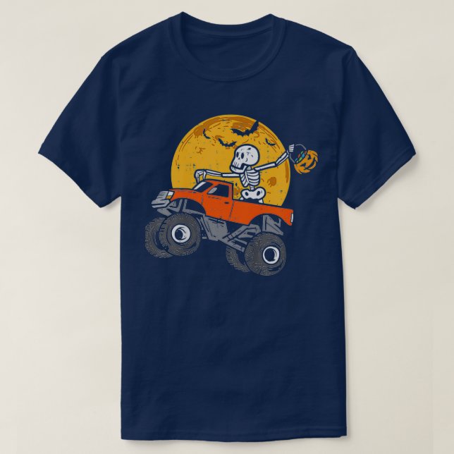 Kids Skeleton Monster Truck Moon Candy Toddler Boy T-Shirt (Design Front)
