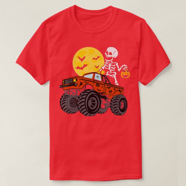 Kids Skeleton Monster Truck Moon Candy Toddler Hal T-Shirt (Design Front)