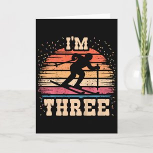 Kids Skiing 3 Year Old Birthday Boy Girl 3rd Ski B Card