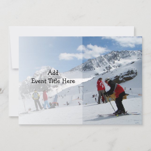 Kid's Skiing Birthday Party or Vacation Invitation (Front)