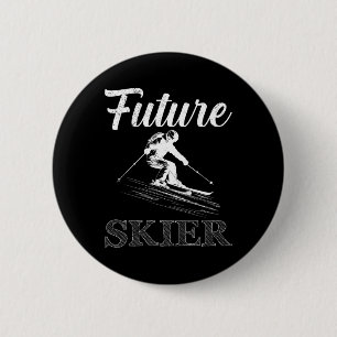 Kids Skiing Future Skier Funny Skier Soon To Be Bo 6 Cm Round Badge