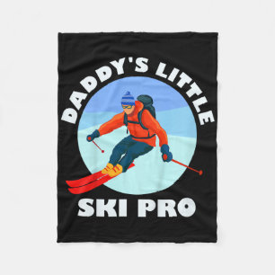 Kids Skiing Kids Daddy's Litle Ski Pro Funny Guys Fleece Blanket