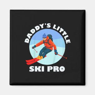 Kids Skiing Kids Daddy's Litle Ski Pro Funny Guys Magnet