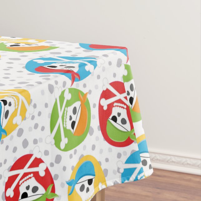 Kids Skull Party Pirates Tablecloth (In Situ)