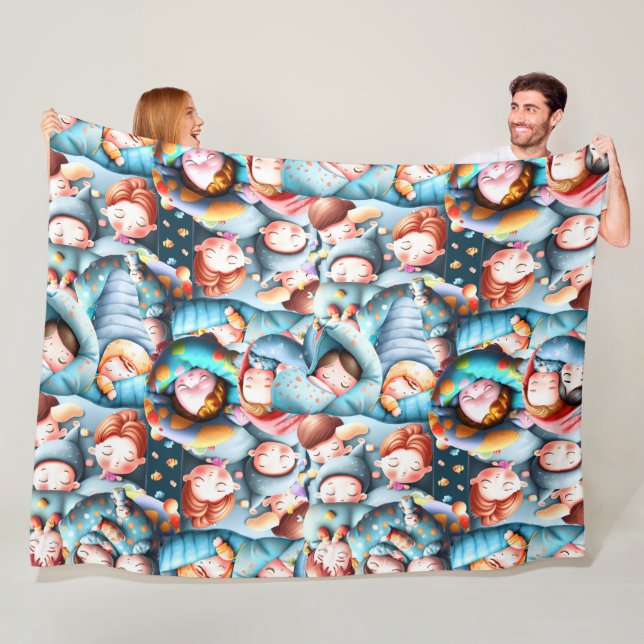 Kids sleeping sleepover slumber pajama party fun fleece blanket (In Situ)