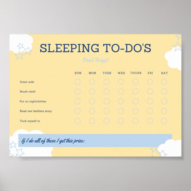 Kids Sleeping To Do's Check List Poster (Front)