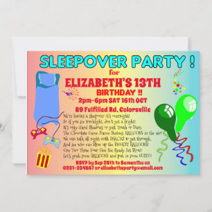 Kids SLEEPOVER Party Invitation - customisable