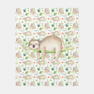 Kids Sleepy Time Sloth Fleece Blanket