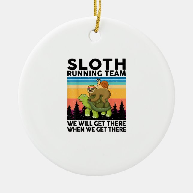 Kids Sloth T-Shirt Ceramic Tree Decoration (Front)