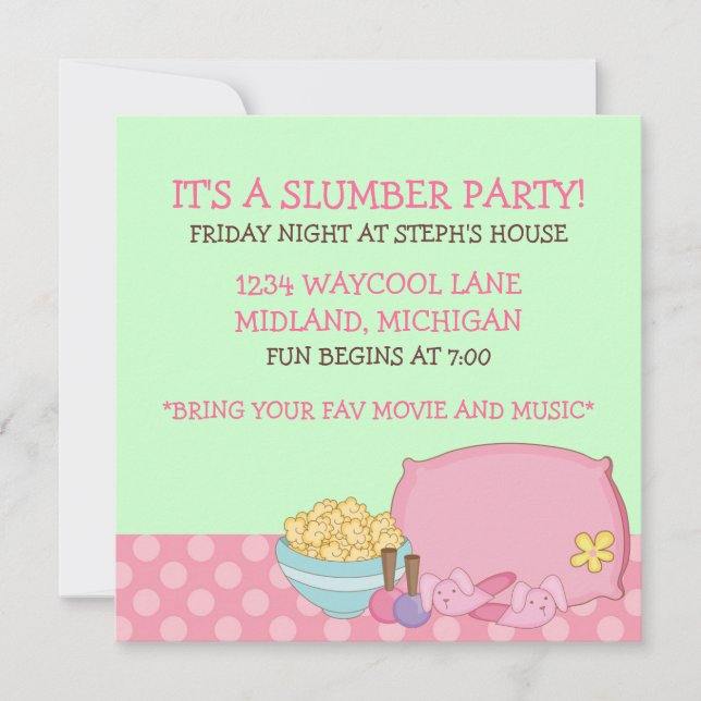 Kids Slumber Party Invitations (Front)