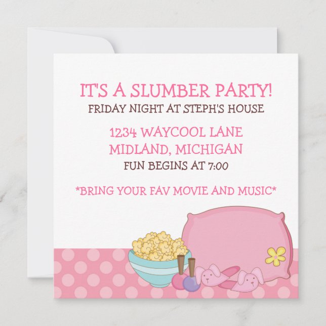 Kids Slumber Party Invitations (Front)