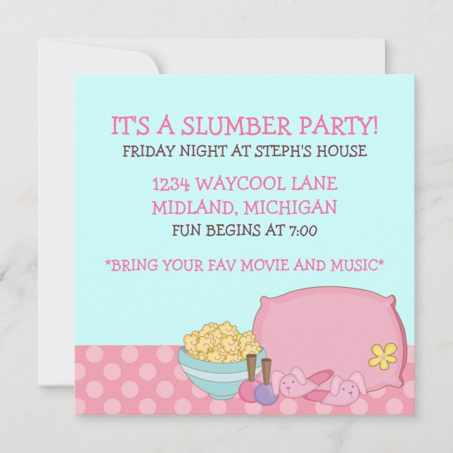 Kids Slumber Party Invitations (Front)