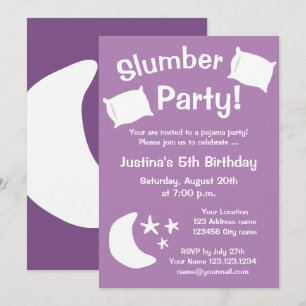 Kid's slumber sleepover pajama party invitations