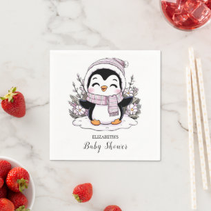 Kids Snow Penguin Baby Shower Napkin