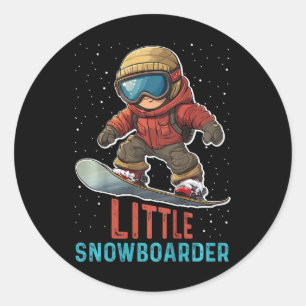 Kids Snowboarding Little Snowboarder Funny Toddler Classic Round Sticker