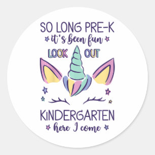 Kids So Long Pre-k It's Been Fun Kindergarten Here Classic Round Sticker