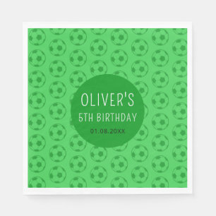 Kids Soccer Ball Green Boys Birthday Party Napkin