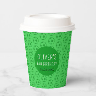 Kids Soccer Ball Green Boys Birthday Party Paper Cups